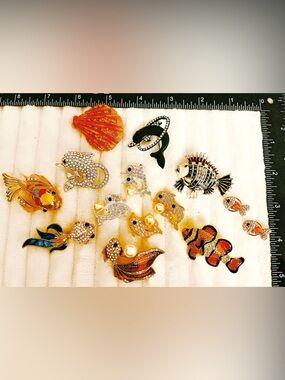 Lot 14Pcs Vintage Style Ocean Fish Brooch Pin Dolphin Tropical Enamel Jewelry